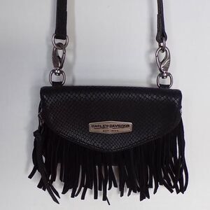 Harley-Davidson Black Leather Fringe Crossbody Purse